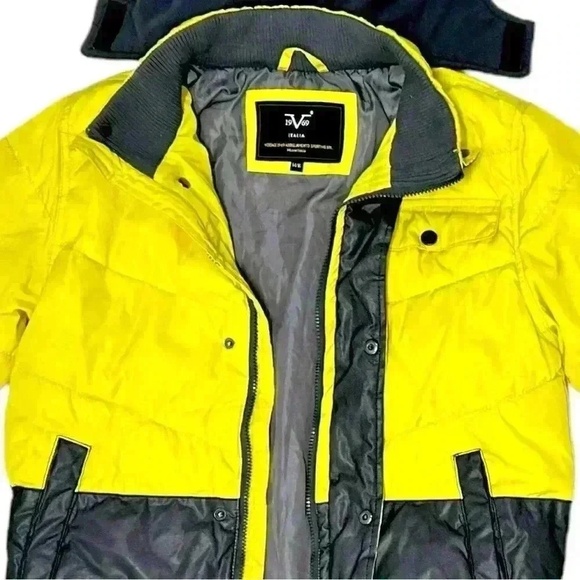VERSACE 1969 SPORTIVO Big Boys Colorblock Down Jacket in Yellow & Black Sz 14/16 - Picture 6 of 11